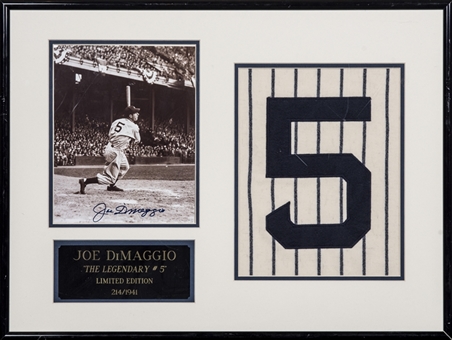Joe DiMaggio Signed Photo With Jersey Number in 18x24 Framed Display (LE 214/1941) (JSA)